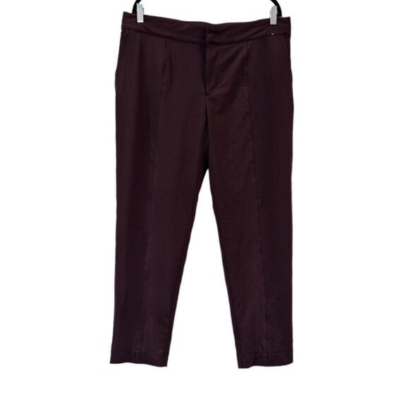 Mondetta Womens 14 Dark Purple Dress Pants Button Zip Straight Solid High Rise - Picture 1 of 9